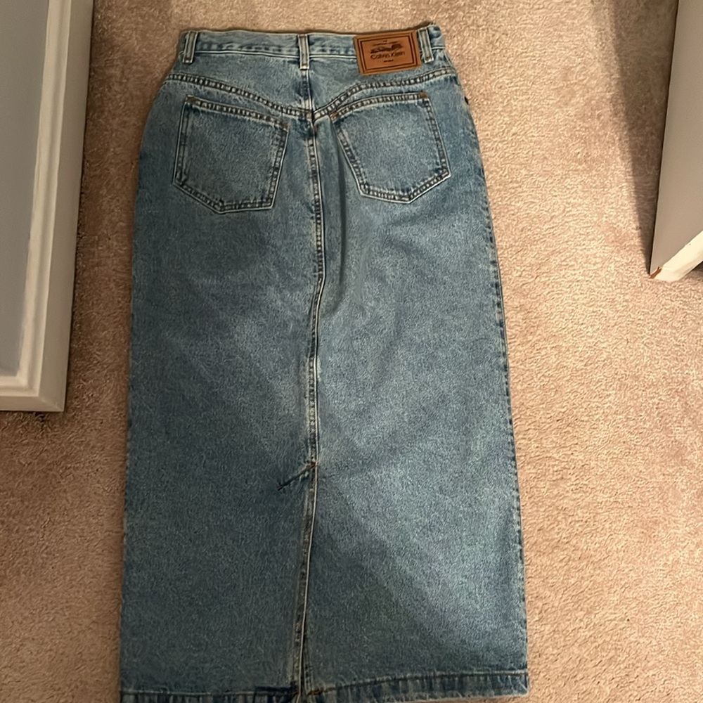 Calvin Klein Vintage Denim Maxi Skirt Size 8 - Picture 3 of 8